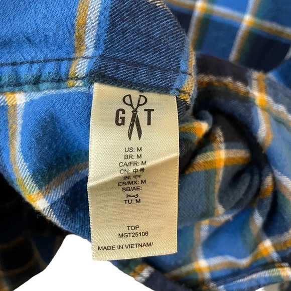 Goodthreads Men’s Heavyweight Brushed Flannel Shirt Jacket in Blue/Yellow Size M - Picture 8 of 13